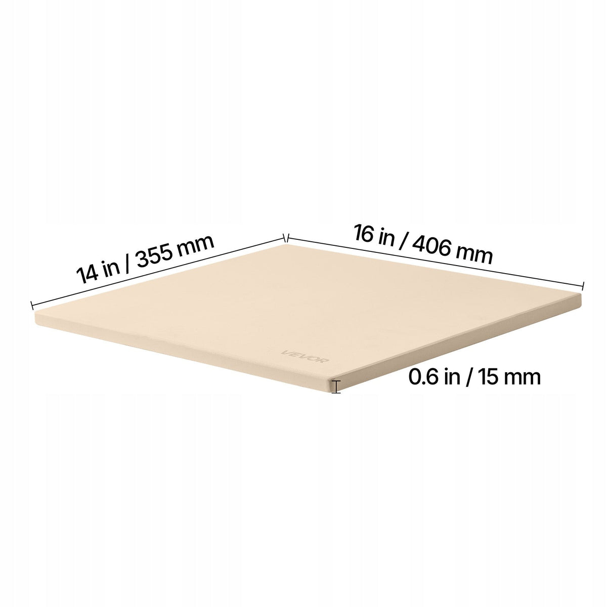 RECTANGULAR VEVOR PIZZA STONE 406X355 MM CORDIERITE 15 MM