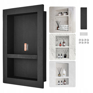VEVOR 10X40 64X60 96CM Double-Layer Waterproof Black Recessed Wall Niche