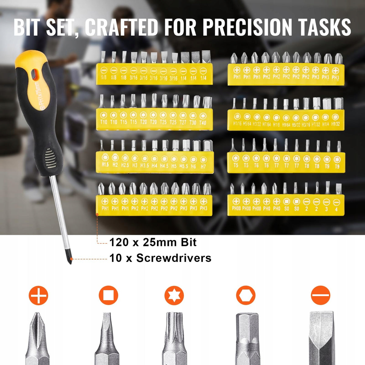 VEVOR 221-PIECE MECHANICAL TOOL SET 1/4 AND 3/8 INCH SOCKETS
