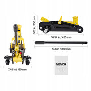 VEVOR LOW-PROFILE 1.5T HYDRAULIC JACK 360-DEGREE WHEELS STURDY AND COMPACT