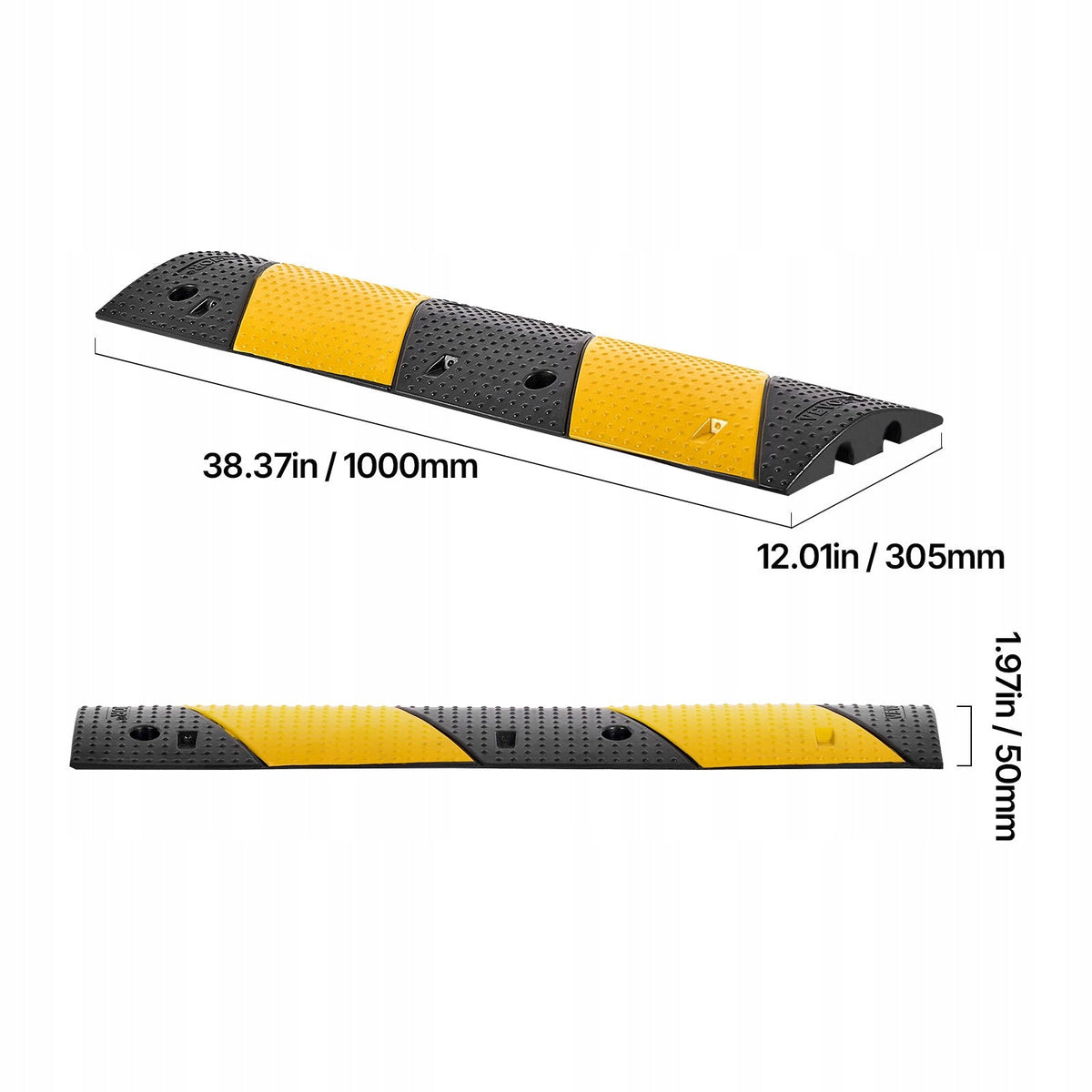 VEVOR CABLE PROTECTOR 100 CM 2-CHANNEL RUBBER CABLE RAMP HEAVY DUTY 9979
