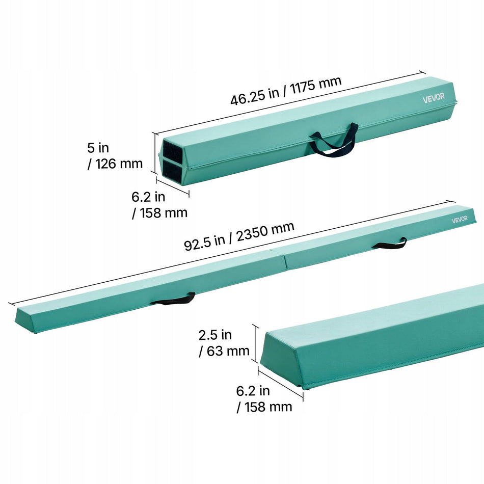 VEVOR FOLDABLE GYMNASTICS BALANCE BEAM 2.35M FOR KIDS STRONG STABLE
