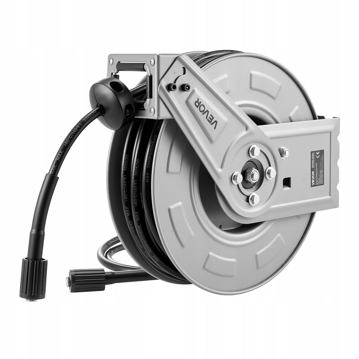 VEVOR 19.8M X 6.35MM STEEL PRESSURE WASHER HOSE REEL HEAVY DUTY