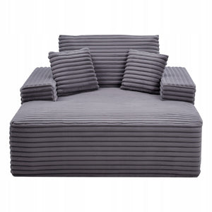VEVOR Relaxing Lounger 124 cm Upholstered Sofa with Sleeping Function Grey