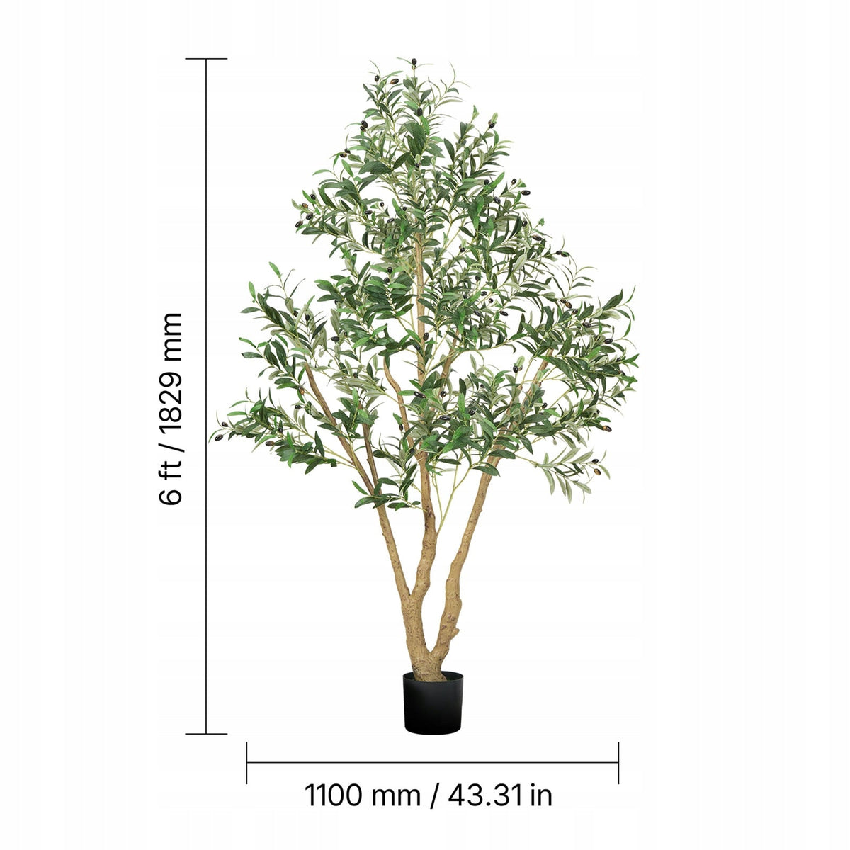 VEVOR ARTIFICIAL OLIVE TREE 180CM WITH BLACK POT REALISTIC LEAVES