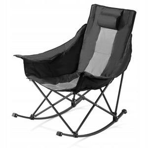 VEVOR ROCKING CHAIR FOLDING GARDEN WITH ARMRESTS AND POCKET BLACK