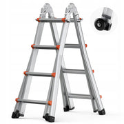 VEVOR TELESCOPIC ALUMINUM LADDER 4M A-FRAME STRONG STABLE WHEELS