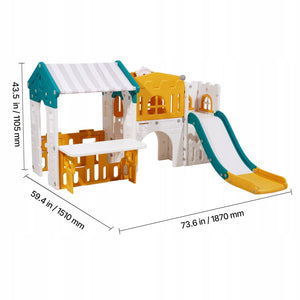 VEVOR GARDEN PLAYHOUSE FOR CHILDREN WITH SLIDE AND BASKETBALL HOOP HDPE