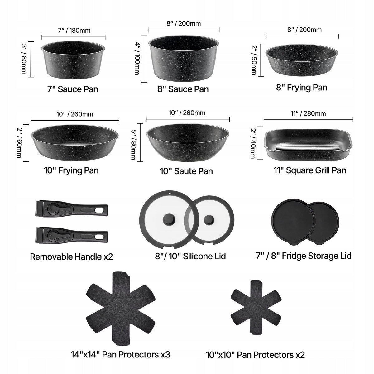 VEVOR 17-piece Induction Cookware Set Granite