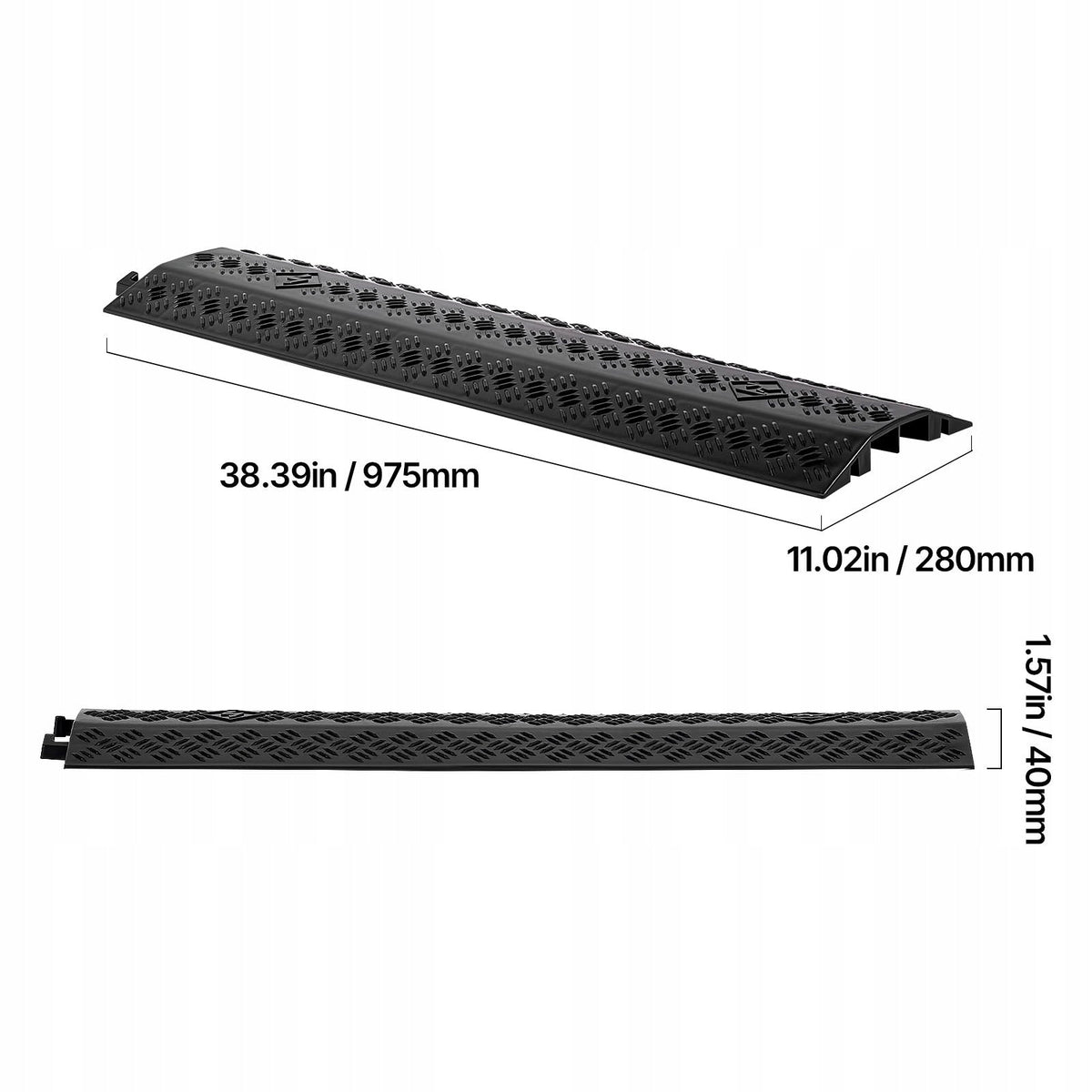 VEVOR CABLE COVER 975 MM HEAVY DUTY 7938 KG AXLE LOAD CAPACITY 2 CHANNELS BLACK