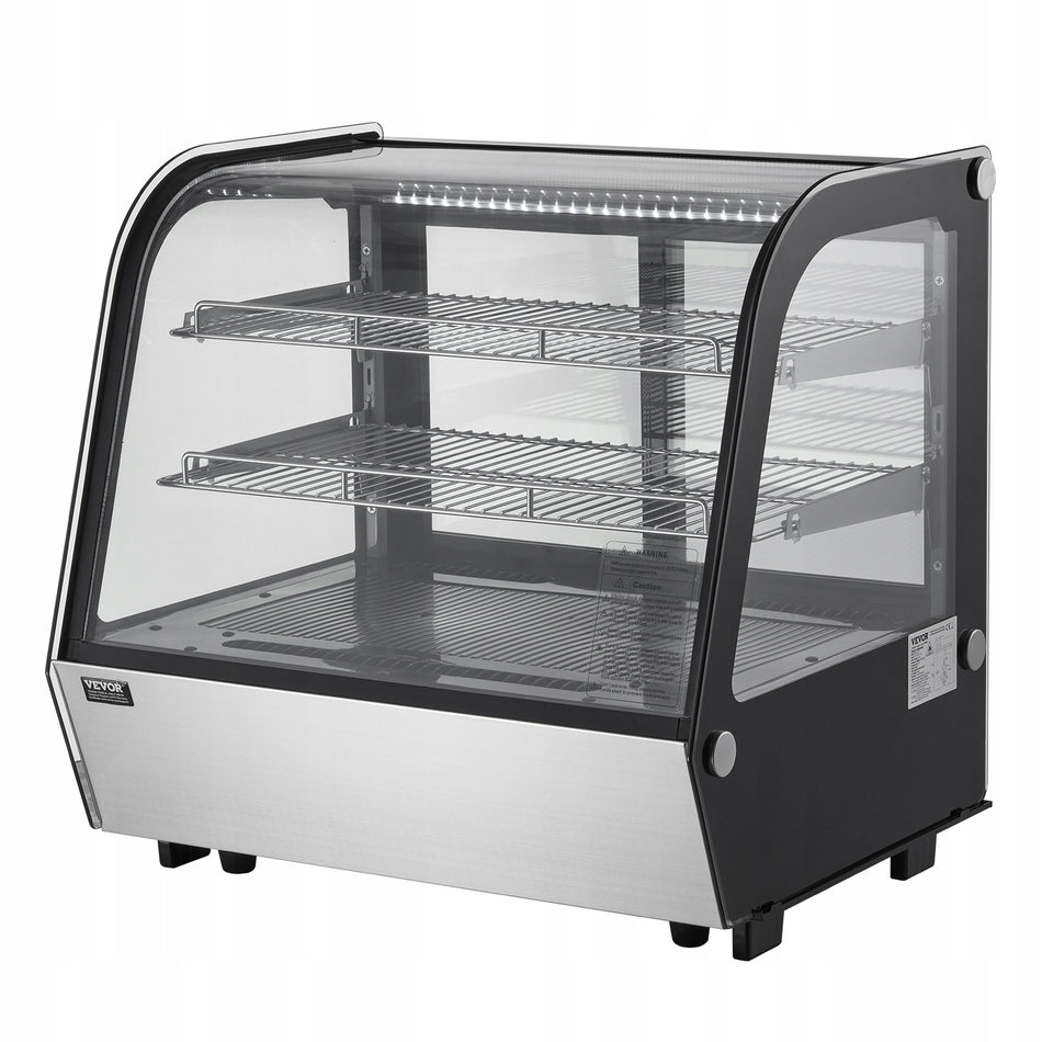 VEVOR 115L PROFESSIONAL COUNTERTOP REFRIGERATED DISPLAY CASE WITH LED LIGHTING AND TURBO COOLING