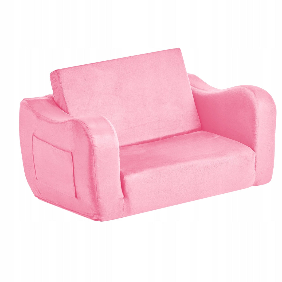 VEVOR 2-in-1 Premium Children's Sofa with 28D Sponge, Short Plush, Pink