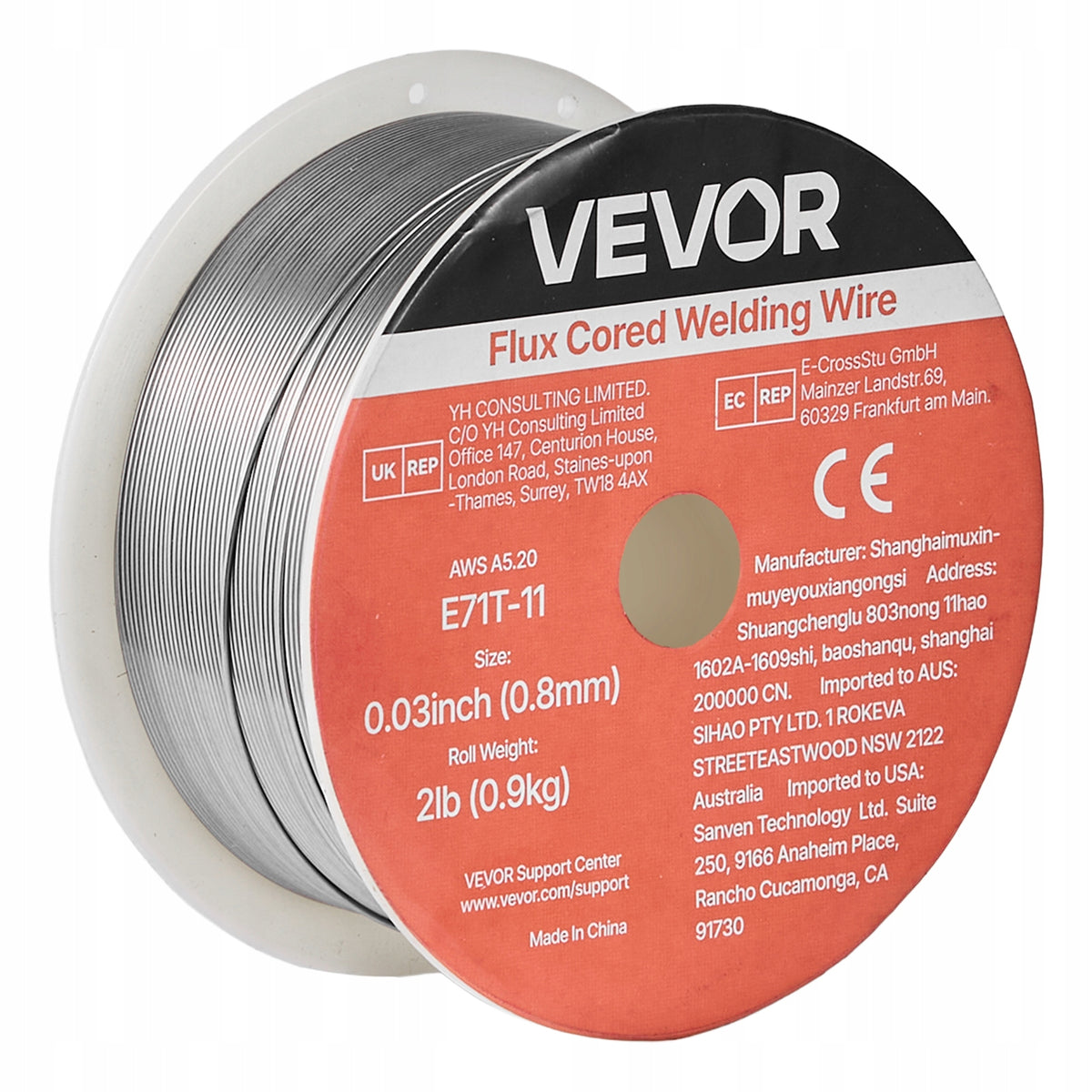 VEVOR 0.8MM E71T-11 FLUX CORED WIRE FOR GASLESS MIG WELDING 0.9KG