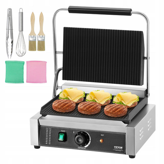 VEVOR PANINI PROFESSIONAL CONTACT GRILL 2200W STAINLESS STEEL