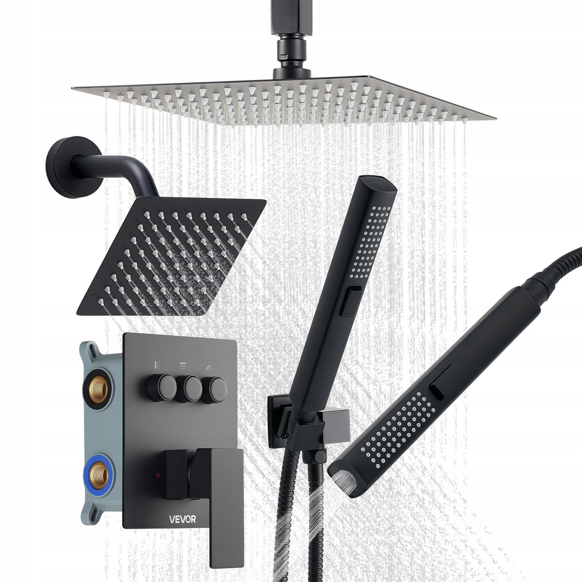 VEVOR SHOWER SET 10 INCH RAIN SHOWER HEAD POWERFUL MATTE BLACK
