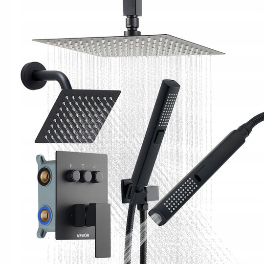 VEVOR SHOWER SET 10 INCH RAIN SHOWER HEAD POWERFUL MATTE BLACK