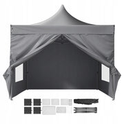 VEVOR GARDEN GAZEBO 304X304 CM 3 HEIGHTS 500D PU SILVER FOLDING