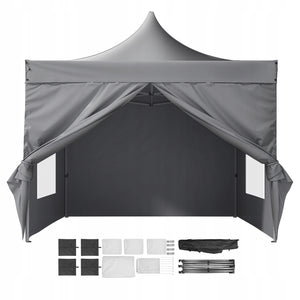 VEVOR GARDEN GAZEBO 304X304 CM 3 HEIGHTS 500D PU SILVER FOLDING