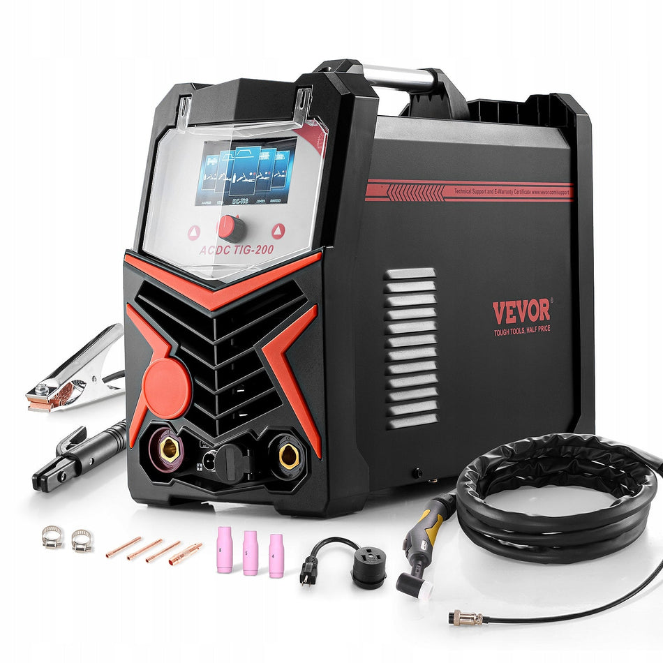 PROFESSIONAL TIG WELDER VEVOR 200A 6-IN-1 FOR ALUMINUM LED AC DC TIG MMA