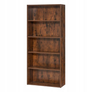VEVOR SLIM BOOKCASE 5 TIERS ADJUSTABLE SHELVES STURDY BROWN