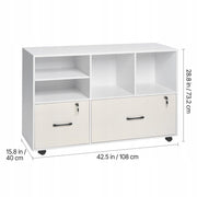 STRONG WOODEN FILING CABINET VEVOR 2 DRAWERS MOBILE OFFICE WHITE