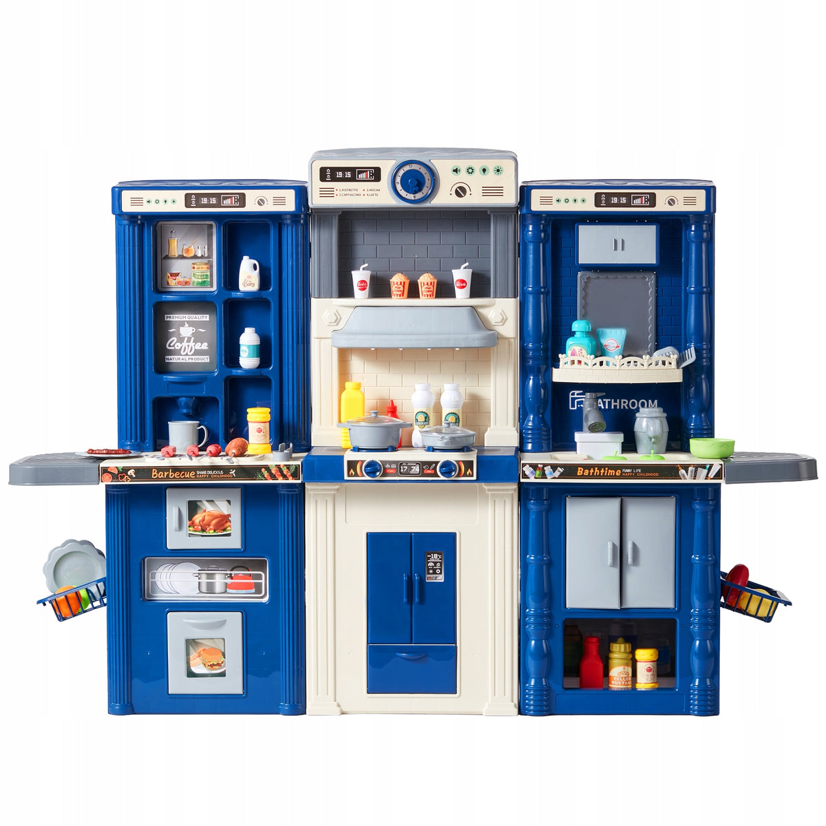 PREMIUM VEVOR 3-IN-1 CHILDREN'S KITCHEN SET WITH 74 ACCESSORIES BLUE