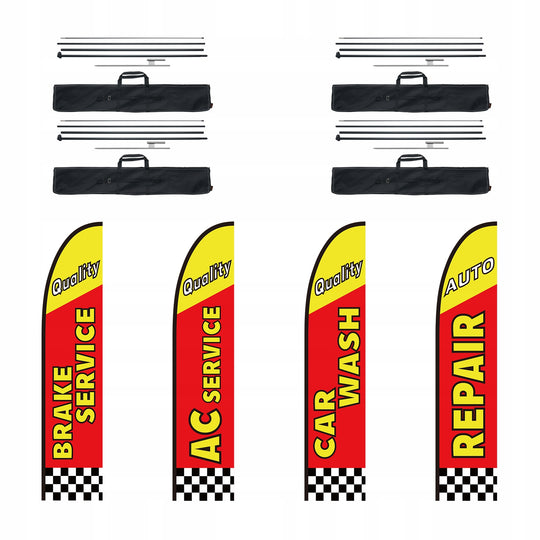 PREMIUM VEVOR CAR REPAIR FEATHER FLAG 4 FLAGS 16.3FT KIT