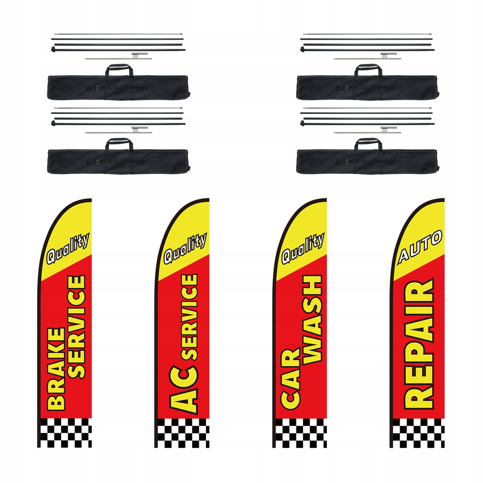 PREMIUM VEVOR CAR REPAIR FEATHER FLAG 4 FLAGS 16.3FT KIT