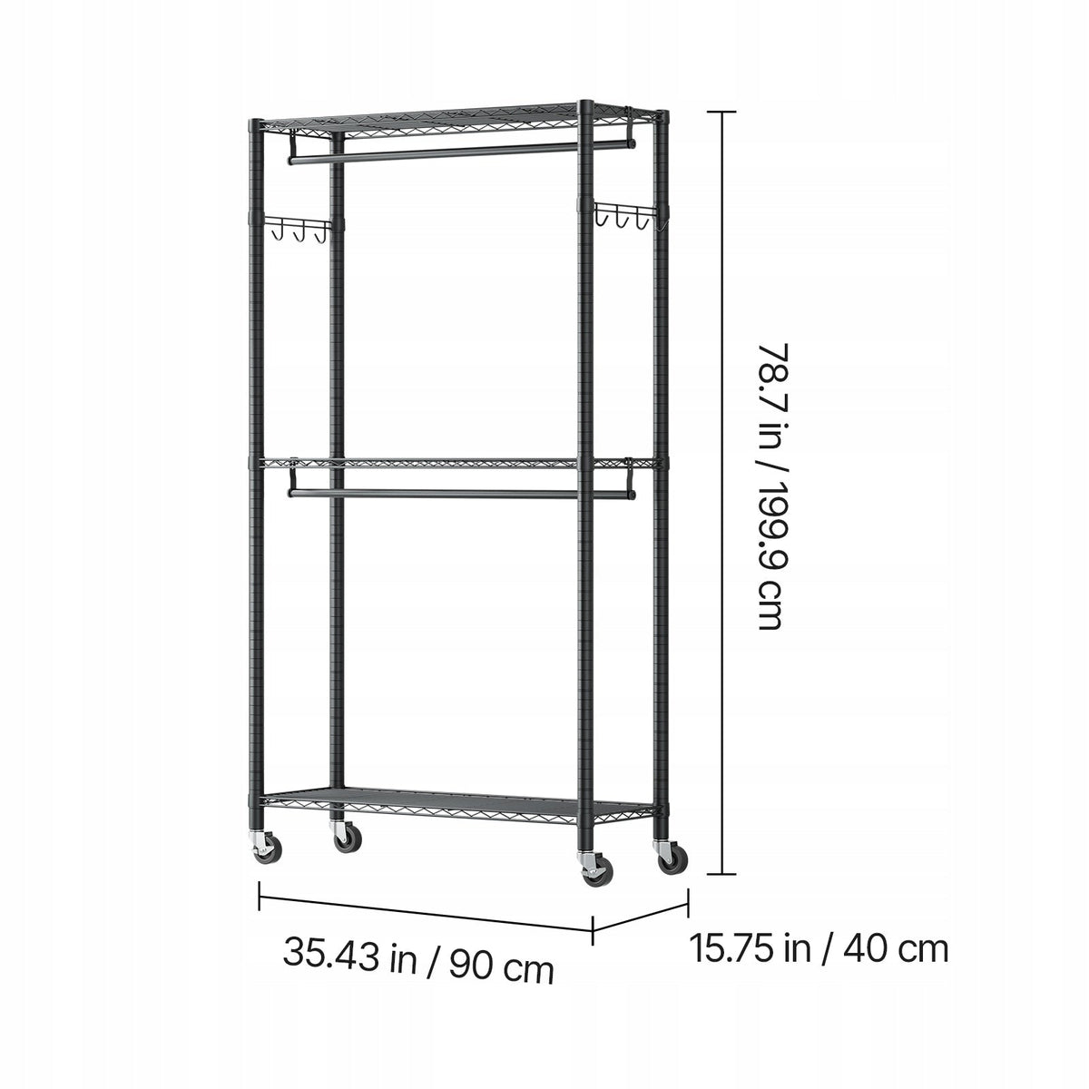 VEVOR CLOTHES RACK ON WHEELS ADJUSTABLE CARBON STEEL STRONG