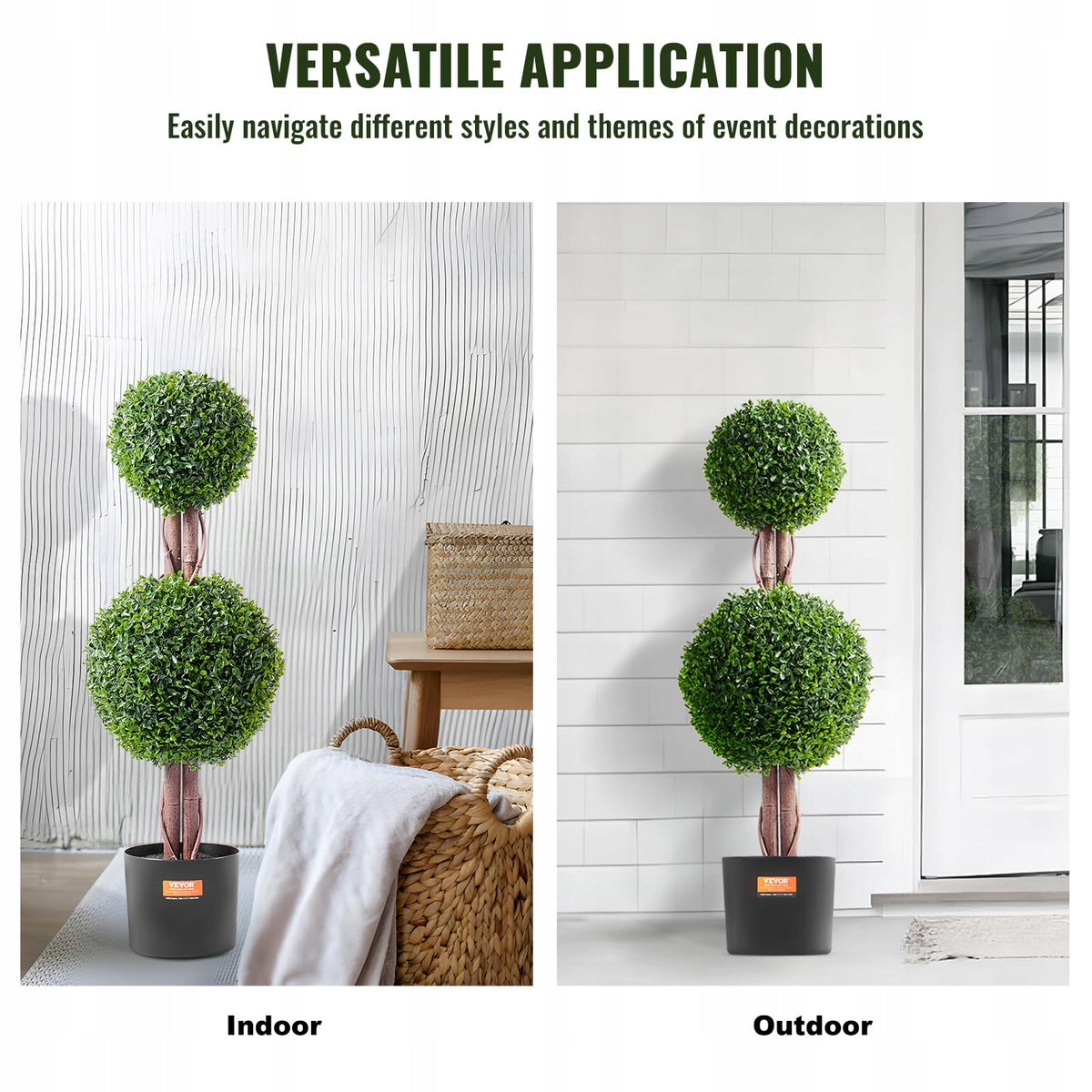 VEVOR ARTIFICIAL BOXWOOD TOPIARY 122CM 2-PIECE PREMIUM SET INDOOR DECORATION