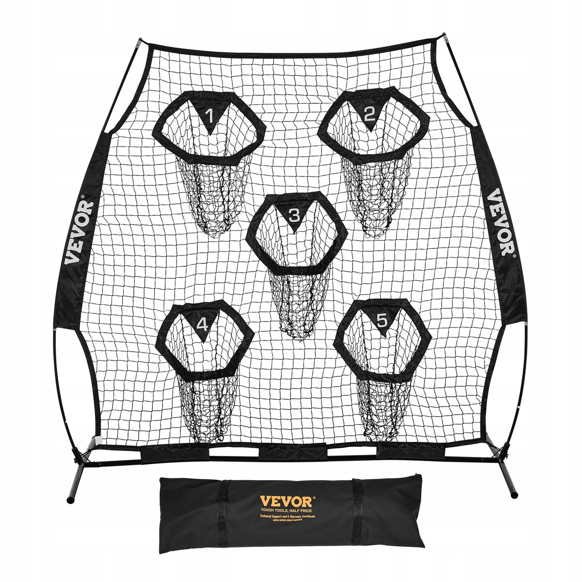 VEVOR FOOTBALL COACH THROWING NET 208X91X189 CM 5 POCKETS