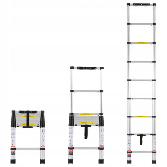 VEVOR 2.6M TELESCOPIC LADDER ALUMINUM EXTENSION STRONG LIGHTWEIGHT