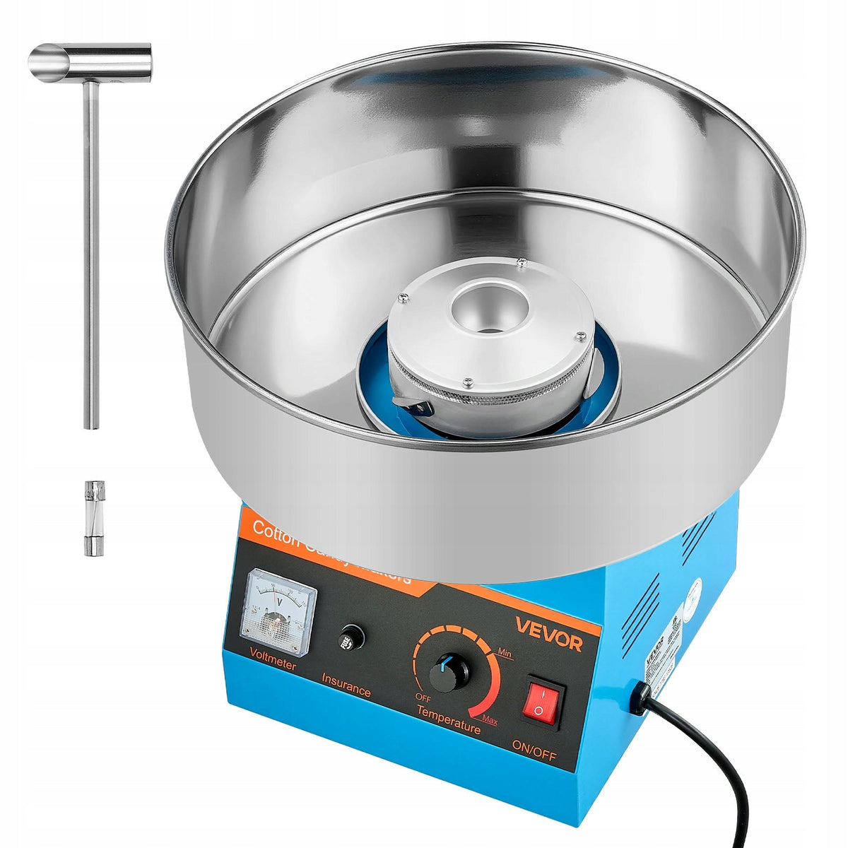 VEVOR 1000W COTTON CANDY MACHINE WITH 38CM STAINLESS STEEL BOWL