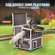 VEVOR OUTDOOR CAT HOUSE TWO-TIER WOODEN BALCONY