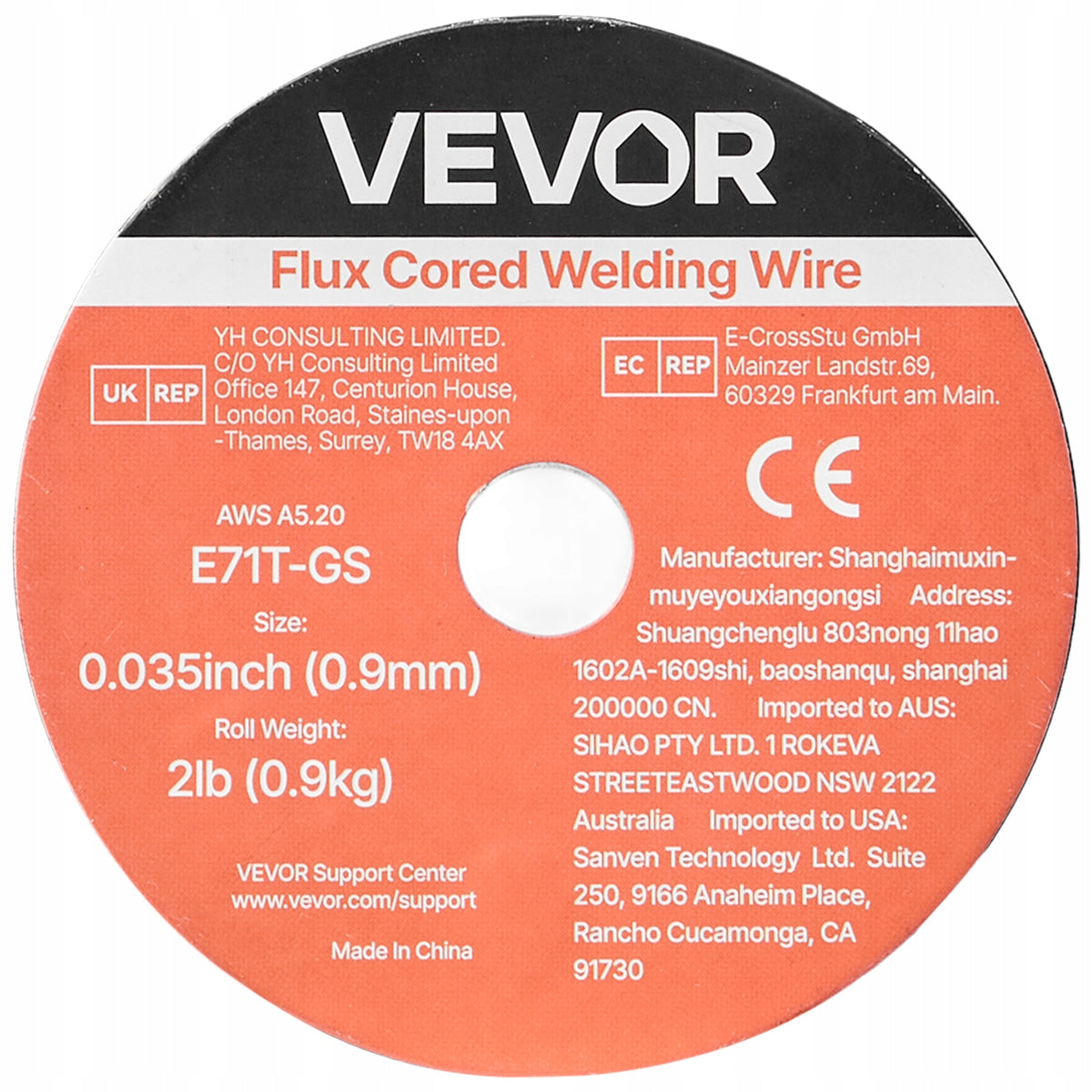 VEVOR FLUX-CORED WELDING WIRE MIG 0.9MM E71T-GS 0.9KG 3 ROLLS STRONG