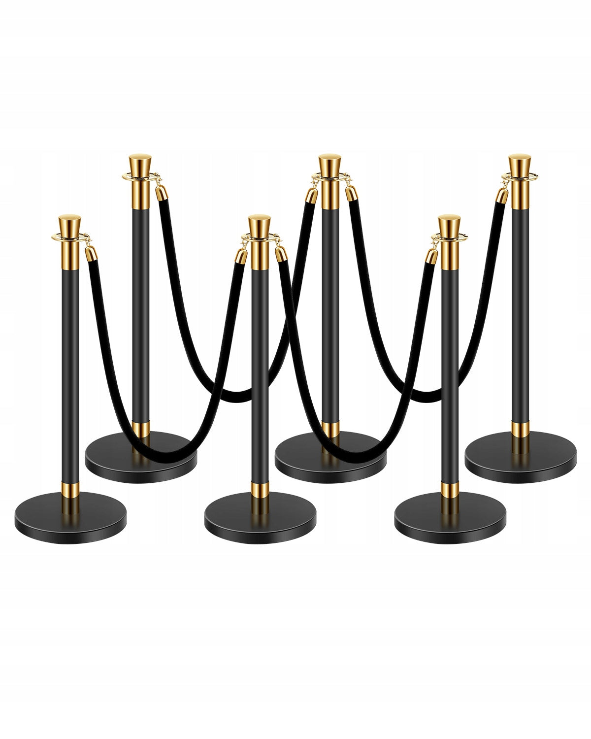 VEVOR PROFESSIONAL CROWD CONTROL BARRIER 6 PACK WITH 4 BLACK