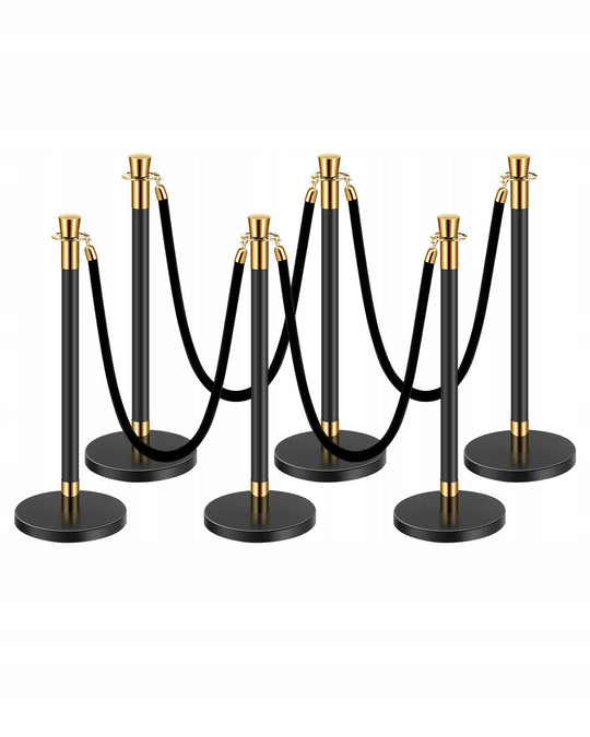 VEVOR PROFESSIONAL CROWD CONTROL BARRIER 6 PACK WITH 4 BLACK