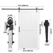 VEVOR BARN SLIDING DOOR SYSTEM 1067X2134 MM WHITE PREMIUM MDF