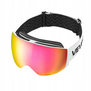 VEVOR FRAMELESS SPHERICAL SKI GOGGLES PINK REVO COATING ANTI-FOG