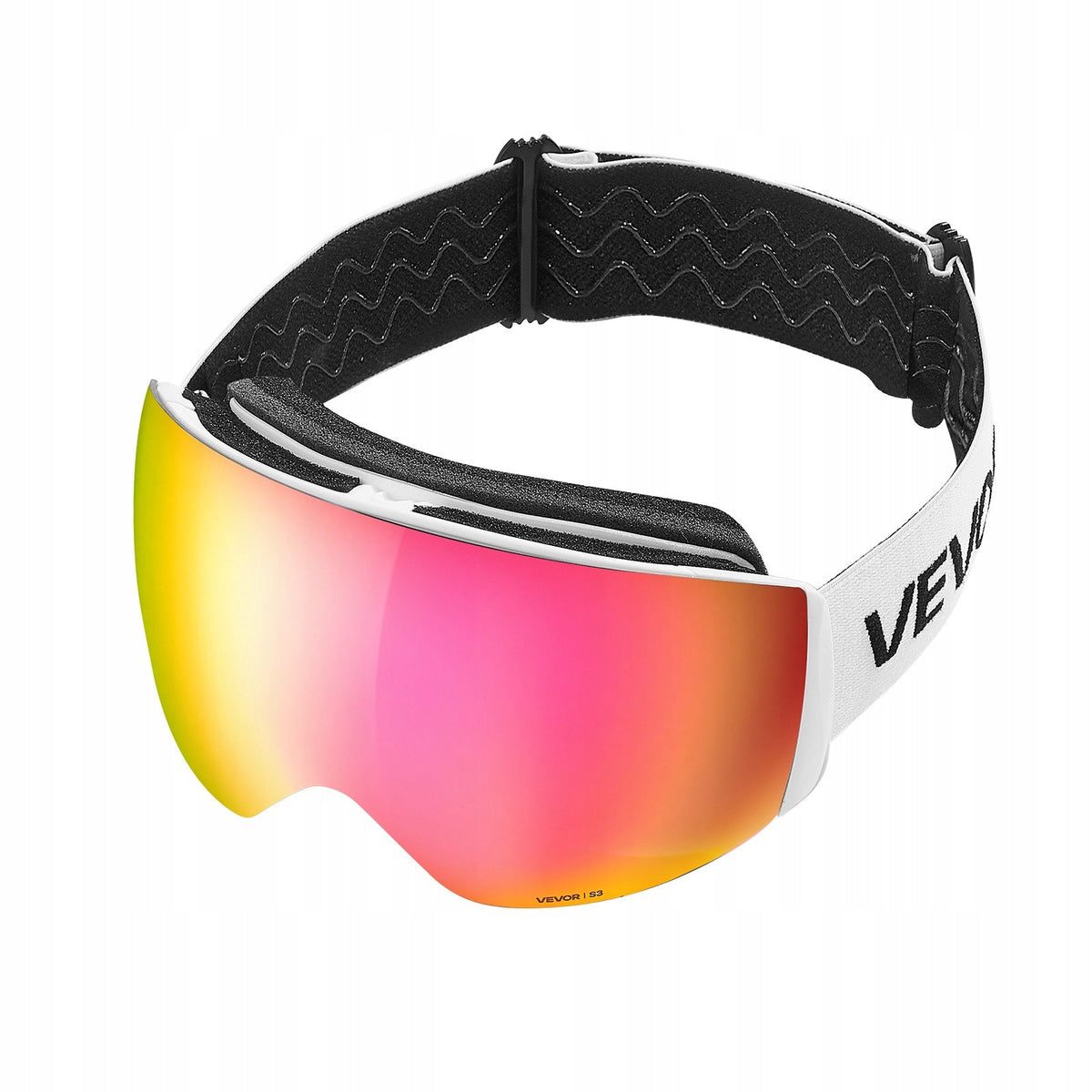 VEVOR FRAMELESS SPHERICAL SKI GOGGLES PINK REVO COATING ANTI-FOG