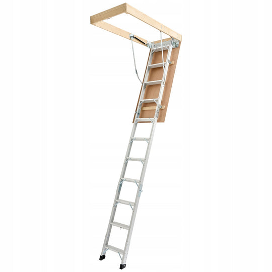 VEVOR PROFESSIONAL ALUMINUM ATTIC LADDER, ADJUSTABLE, 170 KG LOAD CAPACITY