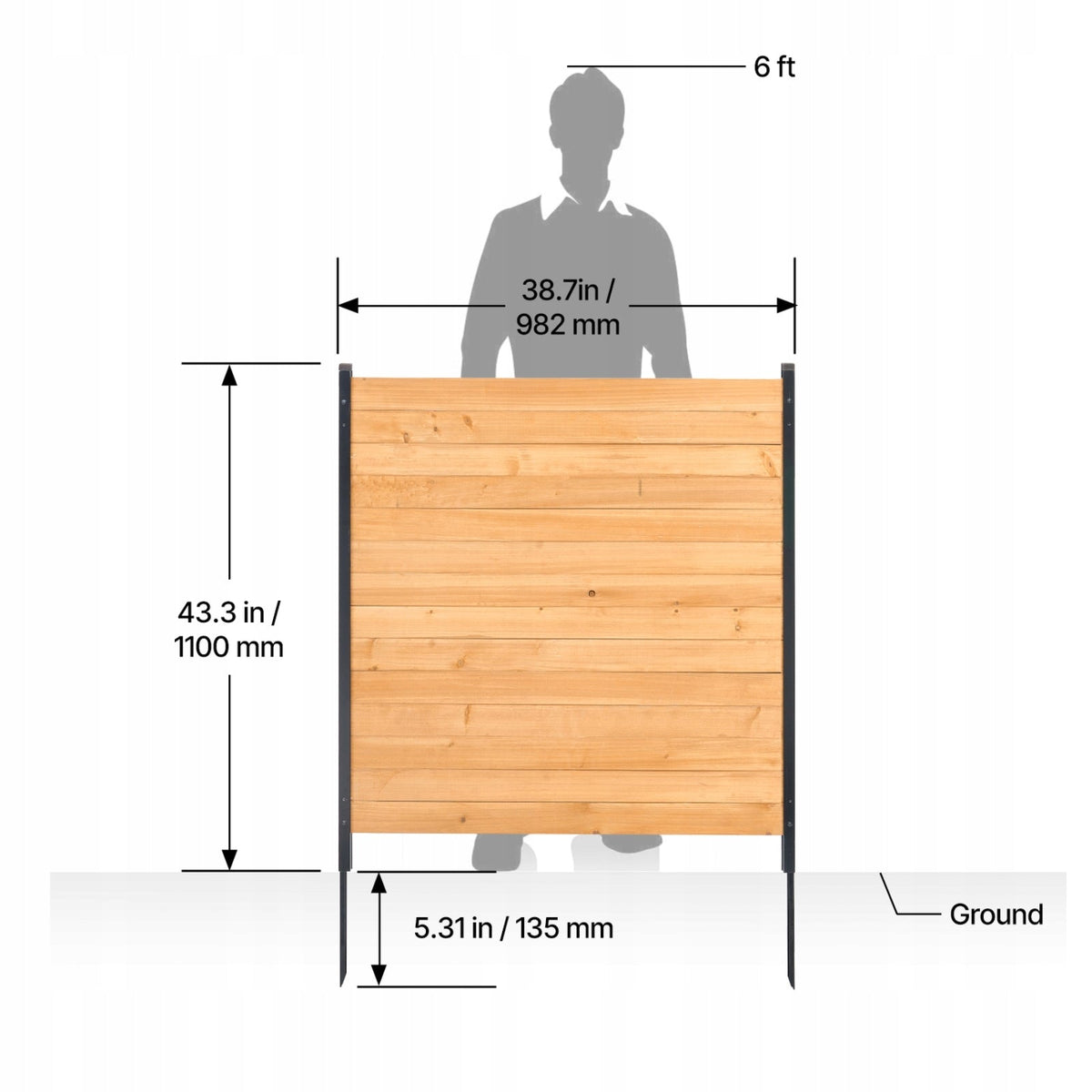 VEVOR WOODEN PRIVACY SCREEN 1100X982 MM 2 PANELS STURDY EASY