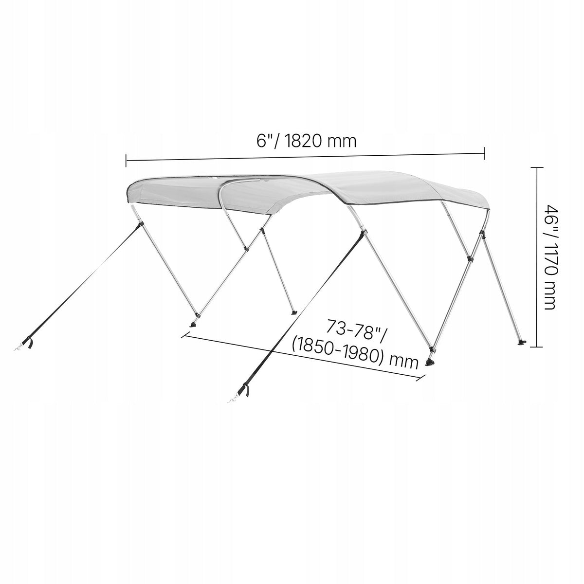 VEVOR BOAT COVER BIMINI TOP 3 ARCHES 600D ALUMINUM WATERPROOF UV