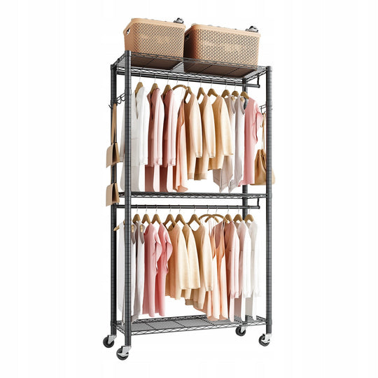 VEVOR CLOTHES RACK ON WHEELS ADJUSTABLE CARBON STEEL STRONG