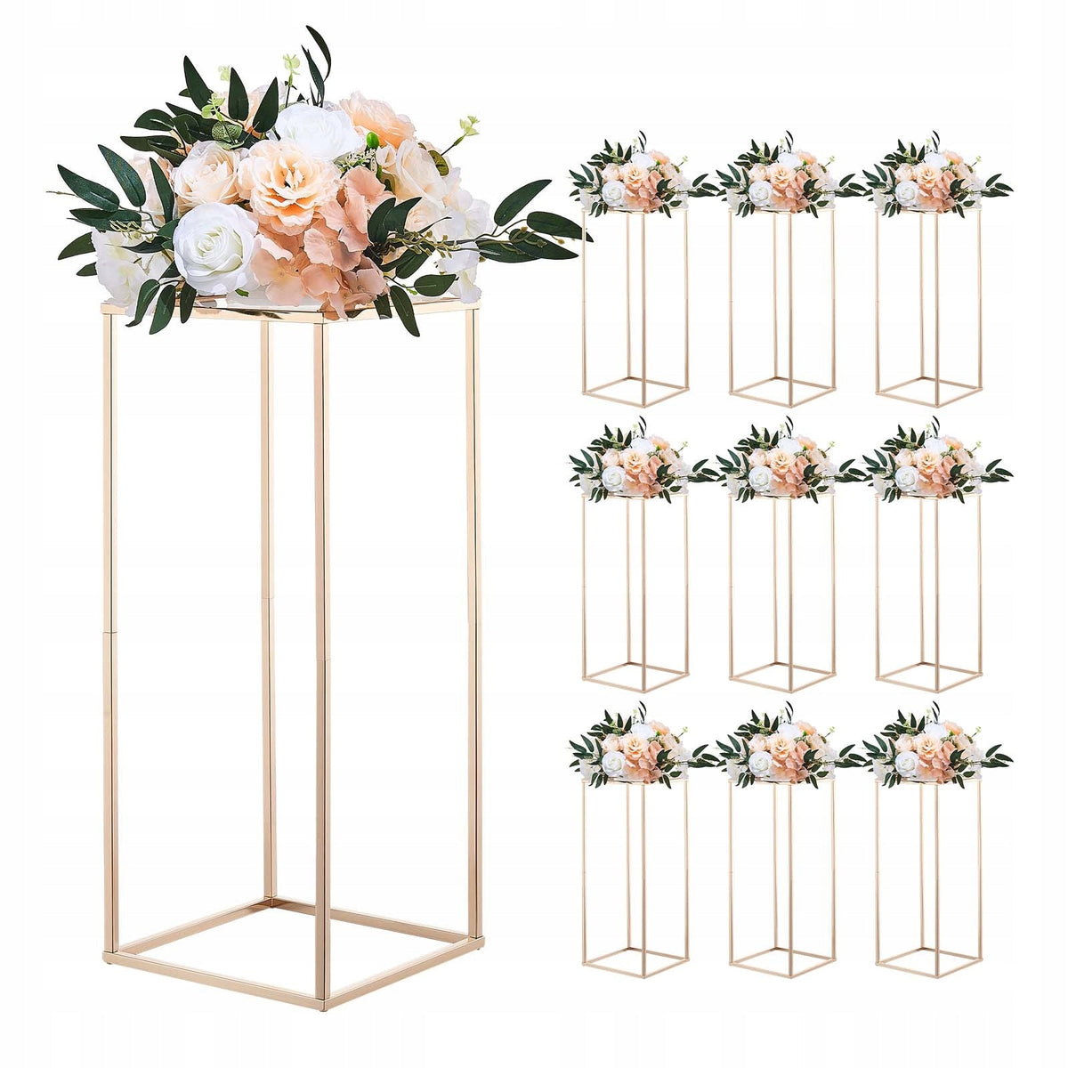 VEVOR 10 PCS Wedding Flower Stand 250X250X600 MM Sturdy Gold