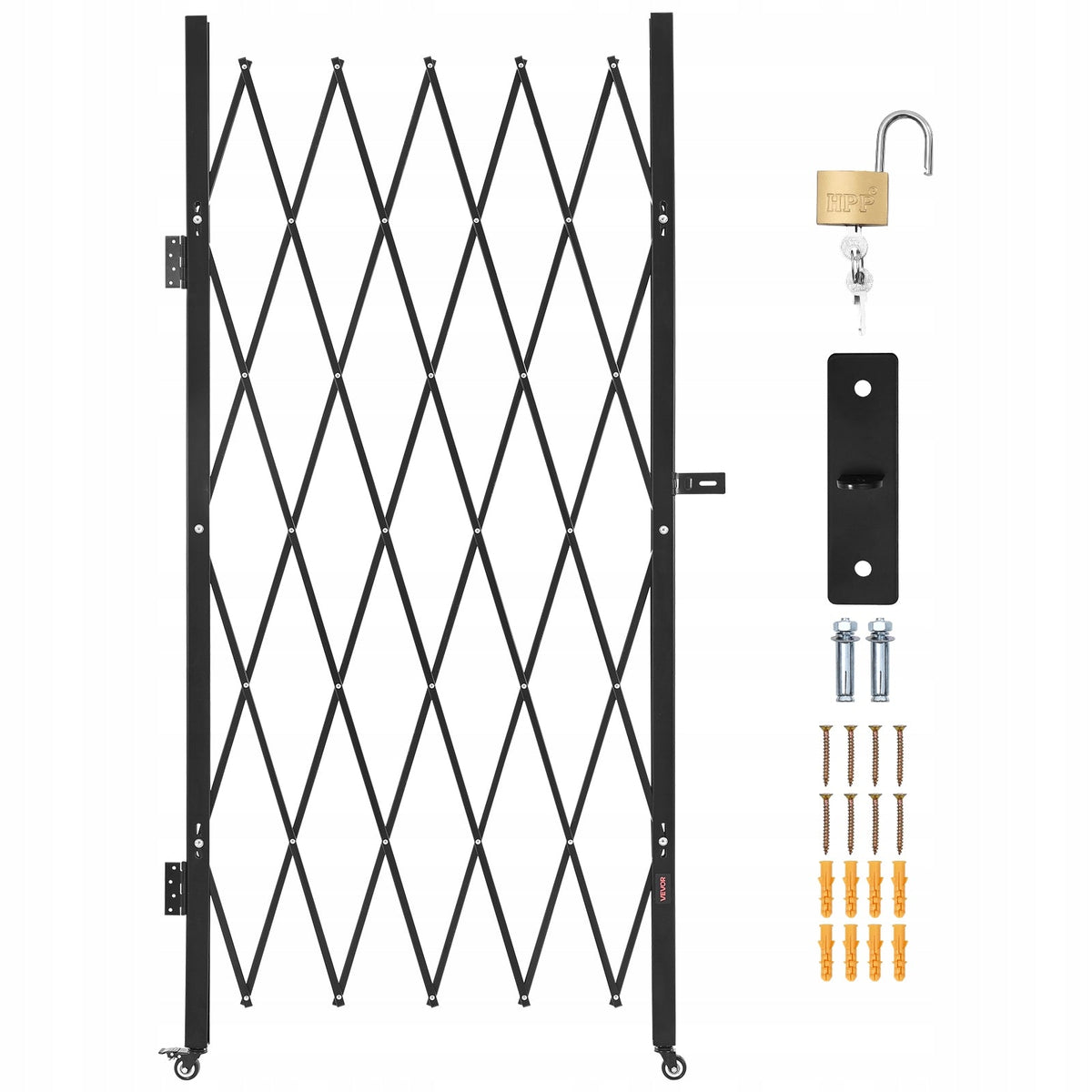 VEVOR FOLDING SECURITY GATE BEST PADLOCK WHEELS 126X198CM