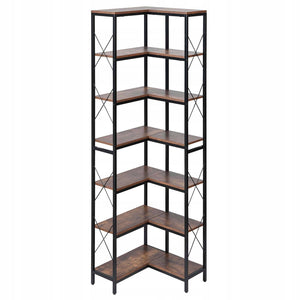 PROFESSIONAL VEVOR 7-TIER CORNER SHELF METAL FRAME WOODEN SHELVES