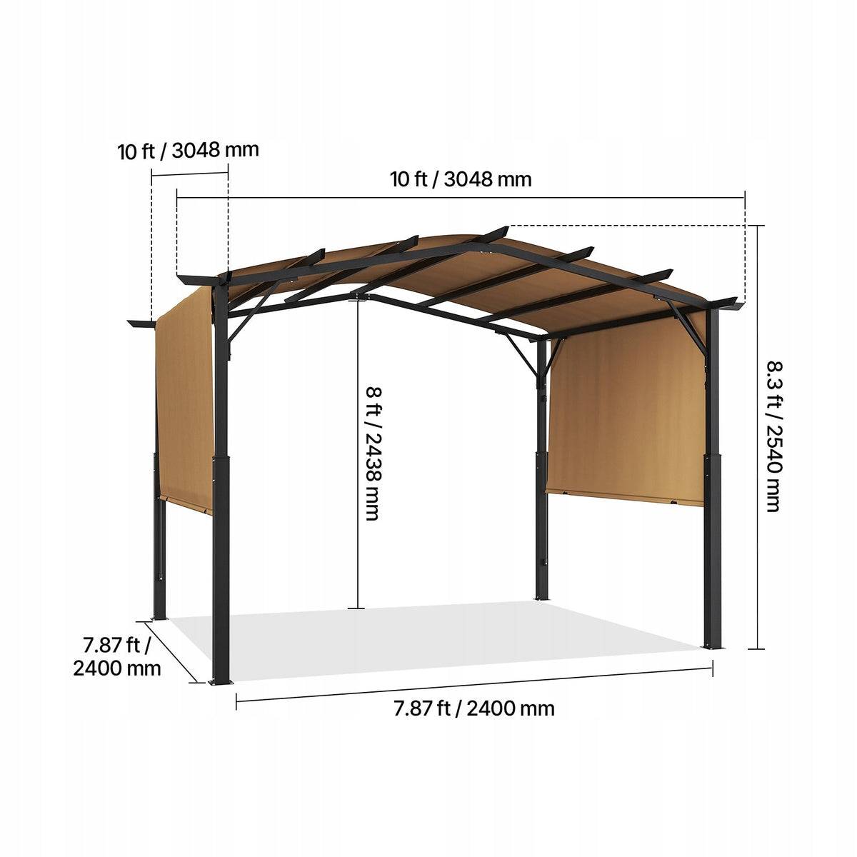 VEVOR 3x3 M ARCHED PERGOLA WATERPROOF GAZEBO STURDY