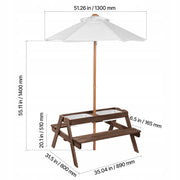 VEVOR PICNIC TABLE WITH REMOVABLE UMBRELLA AND 2 WOODEN BENCHES SOLID
