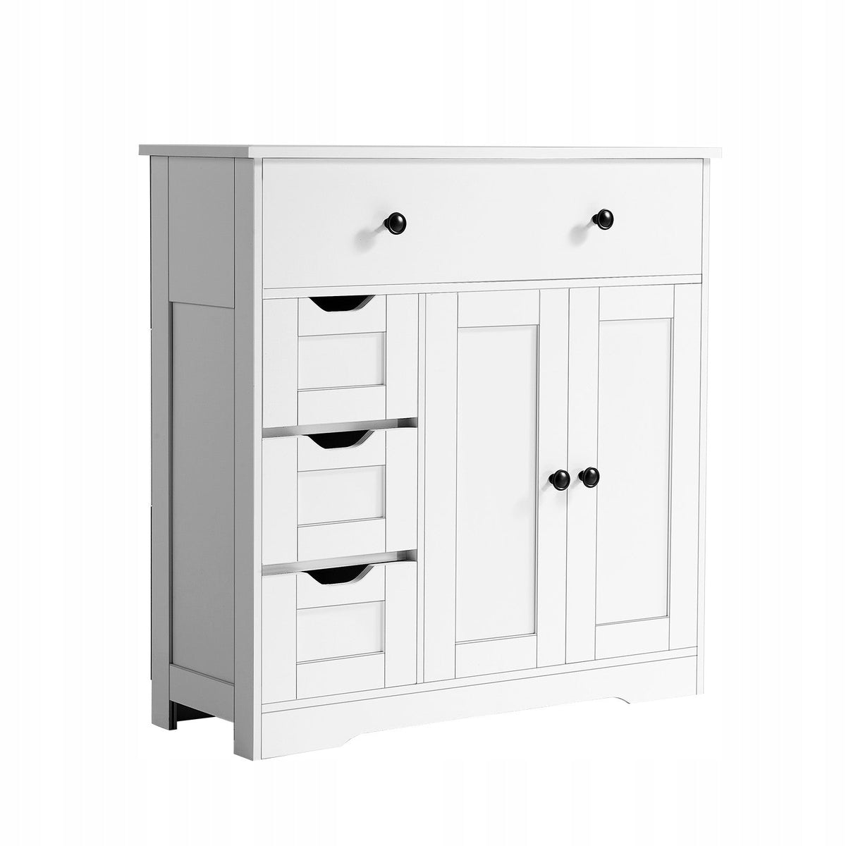 VEVOR 4-TIER WOODEN BATHROOM CABINET 2 DOORS 4 DRAWERS WHITE PREMIUM